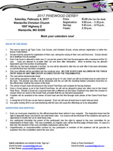 District Pinewood Derby Rules PDF Image